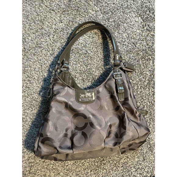 Coach Signature Madison Maggie Hobo Brown Canvas Shoulder Bag 18762 - Picture 1 of 9